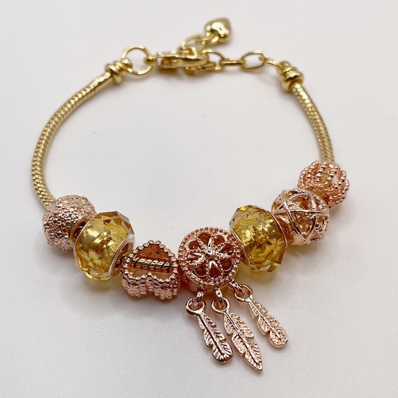 New Gold European Murano Charm Bracelet - Picture 2 of 10